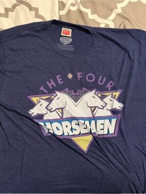 WWE HOMAGE 4 Horsemen Graphic Tee with Purple, White & Yellow Print